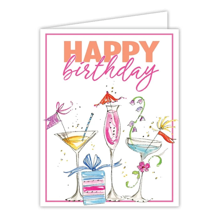 Greeting Cards Gift Card Rosanne Beck Happy Birthday Cocktails and Gift 
