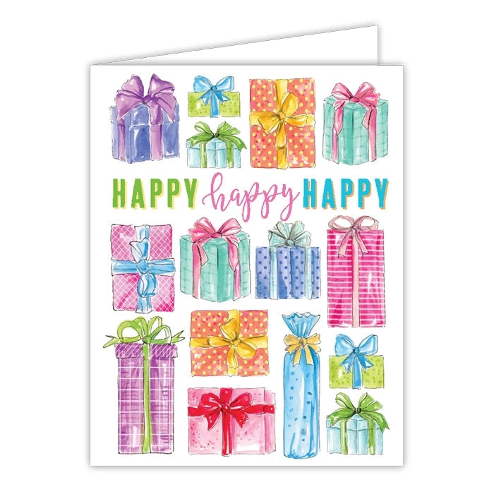 Greeting Cards Gift Card Rosanne Beck Happy Happy Happy Multi Presents 