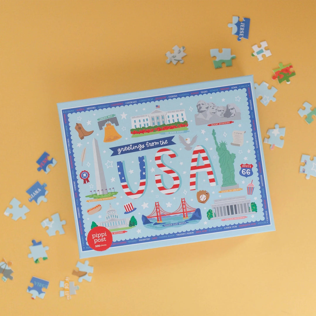 Greetings from the USA - 500 Piece Jigsaw Puzzle Puzzle Pippi Post 