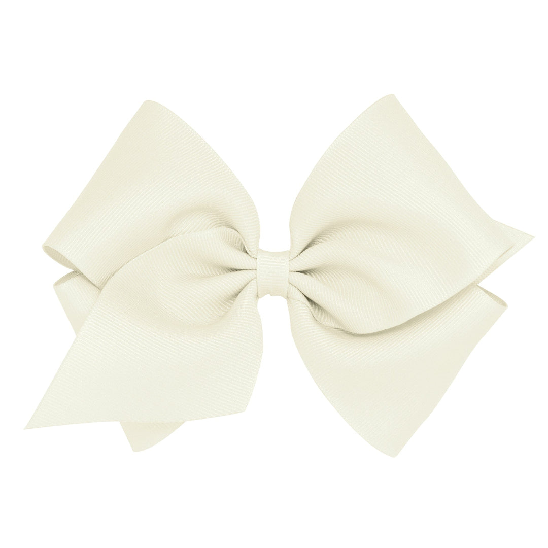 Grosgrain Hair Bow - Mini King Hair Bow WeeOnes Antique White 