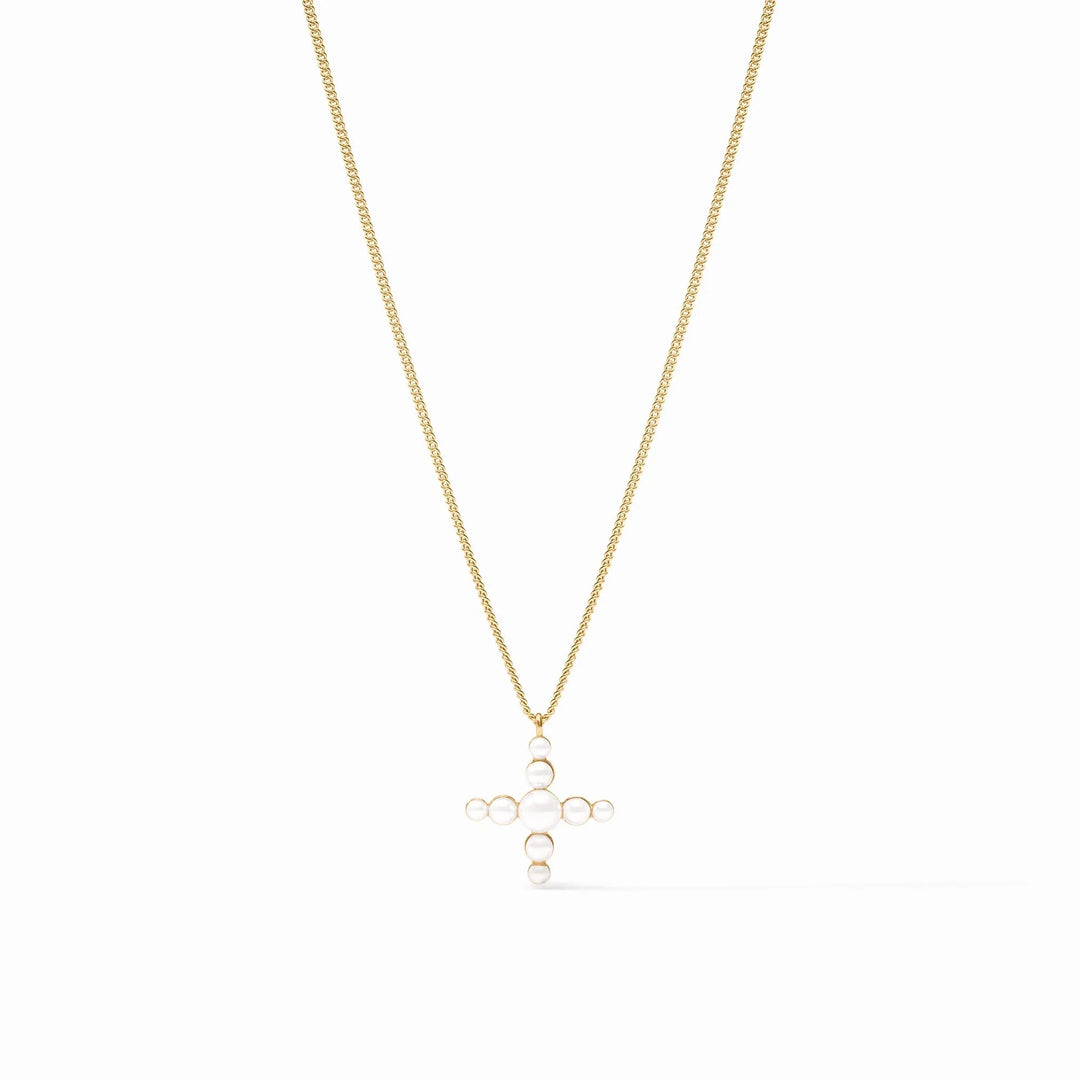 Gumdrop Cross Delicate Necklace - Pearl Womens Necklace Julie Vos 