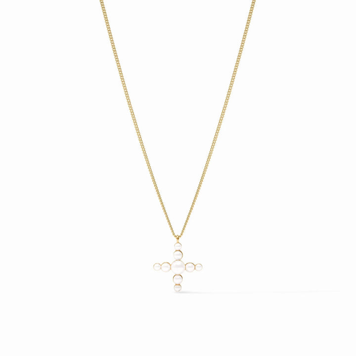 Gumdrop Cross Delicate Necklace - Pearl Womens Necklace Julie Vos 