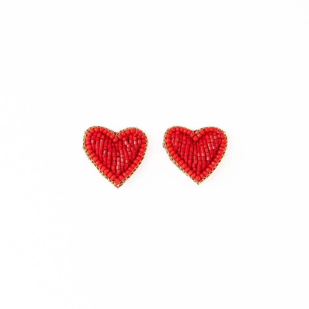 Haddie Red Heart Stud Earrings Womens Earrings Ink and Alloy 