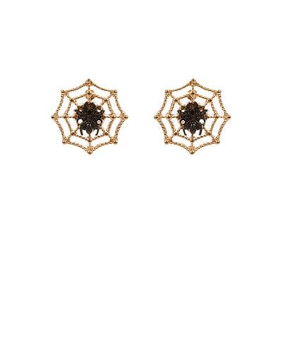 Halloween Earrings - Spider on Wed Womens Earrings Golden Stella 