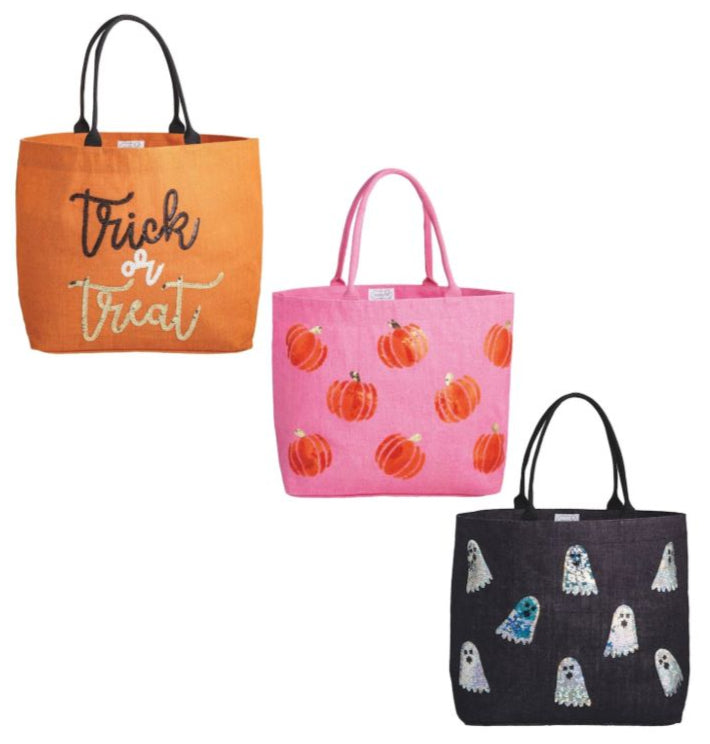 Halloween Sparkle Totes Halloween Decor MudPie 