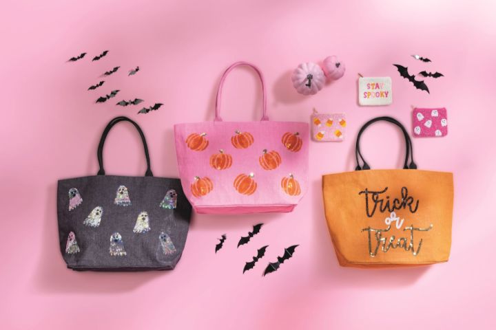 Halloween Sparkle Totes Halloween Decor MudPie 