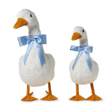 Hand-Crafted Geese with Satin Bows Easter Decorations Two's Company 