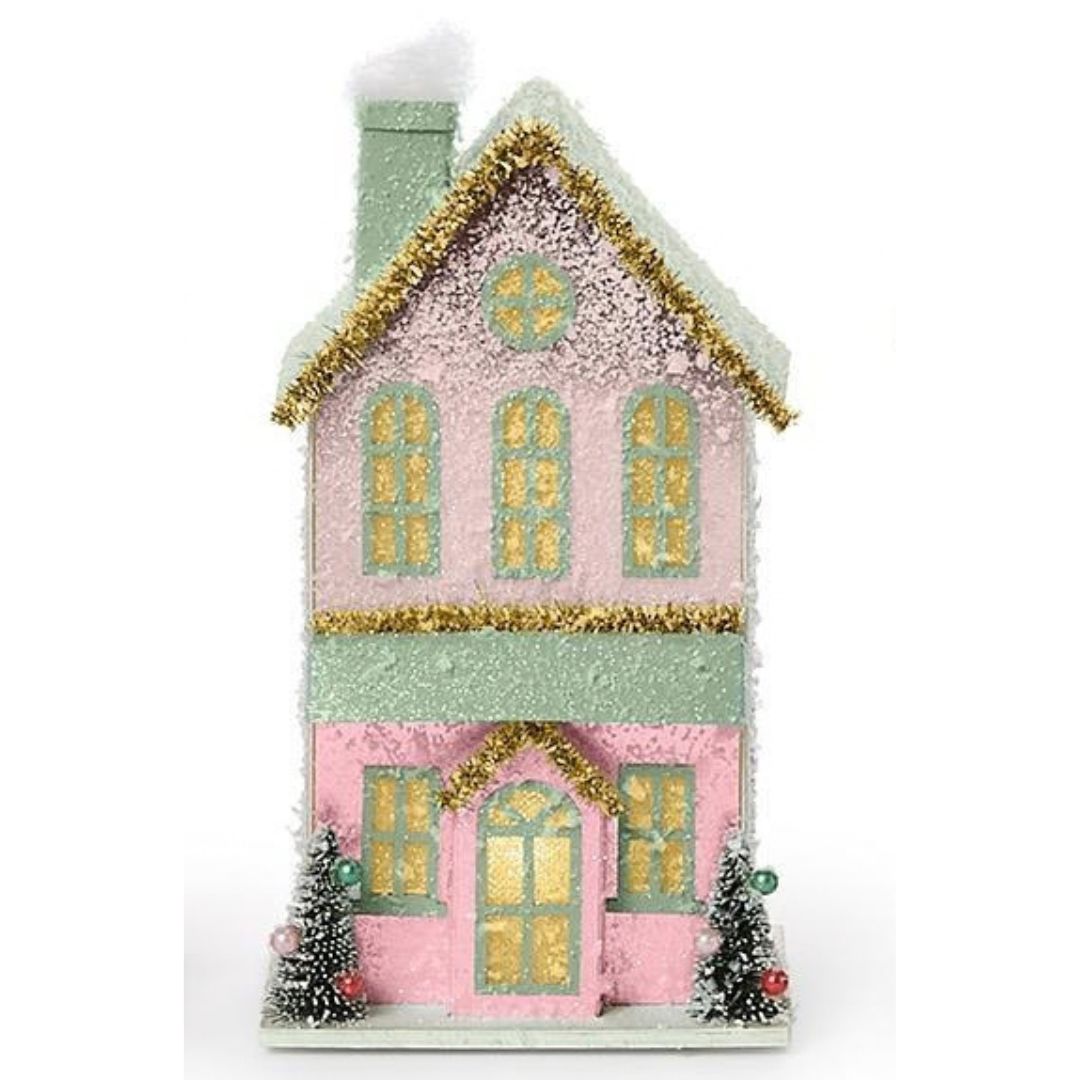 Hand Crafted Light-Up House - Christmas Easter Decorations Two's Company 