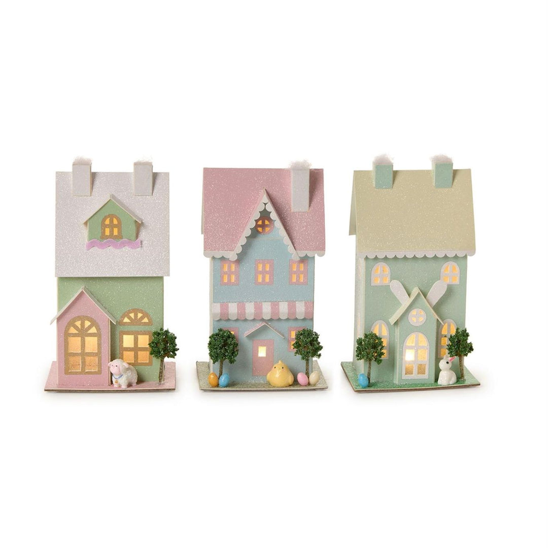 Hand Crafted Light-Up House Easter Decorations Two's Company 