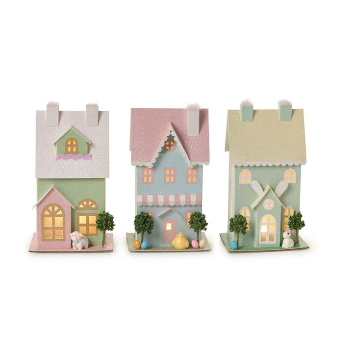 Hand Crafted Light-Up House Easter Decorations Two's Company 