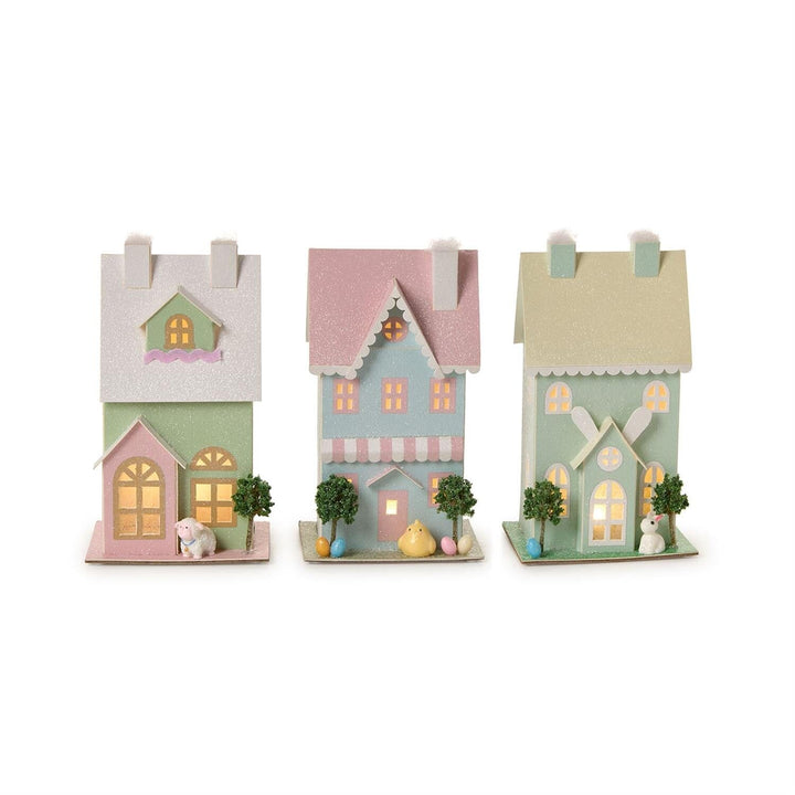 Hand Crafted Light-Up House Easter Decorations Two's Company 