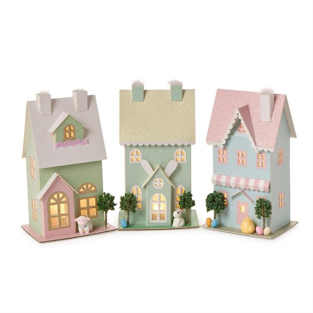 Hand Crafted Light-Up House Easter Decorations Two's Company 