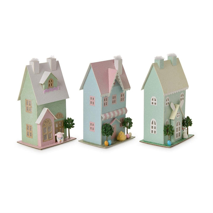Hand Crafted Light-Up House Easter Decorations Two's Company 