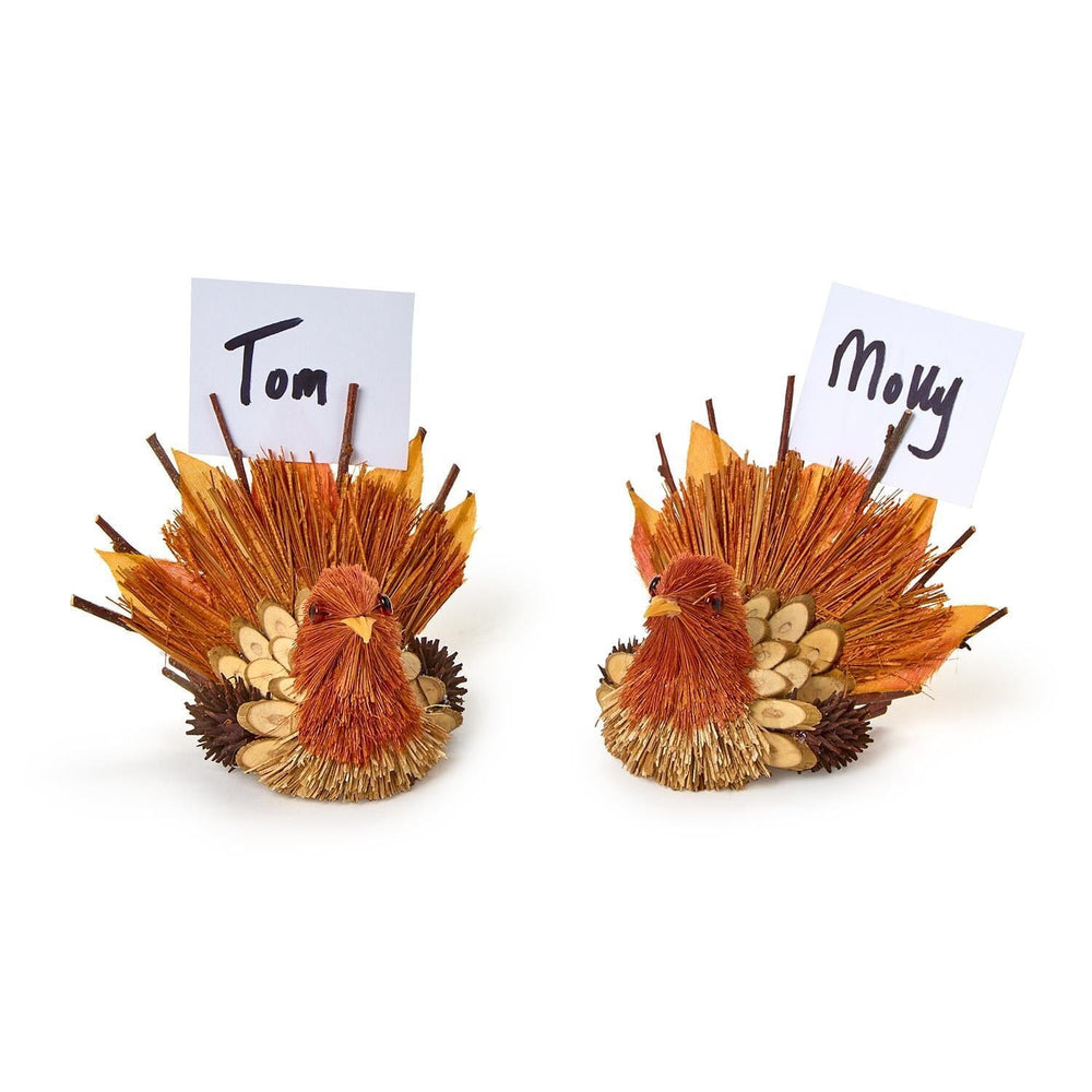 Hand-Crafted Turkey Place Card Holder Fall Decor Two's Company 