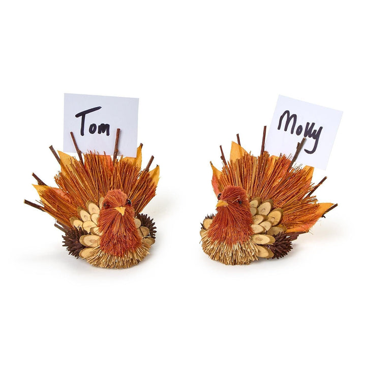 Hand-Crafted Turkey Place Card Holder Fall Decor Two's Company 