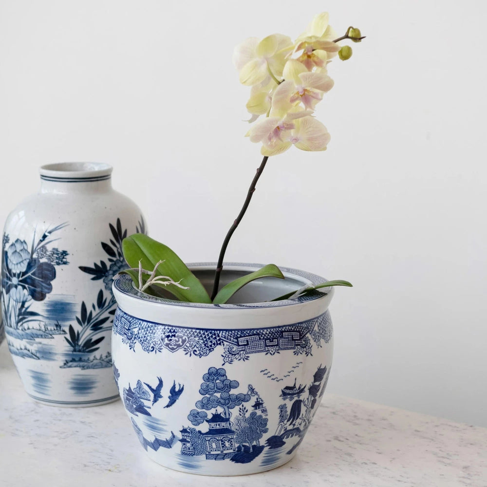 Hand-Painted 12" Stoneware Planter Planter Creative Co-Op 