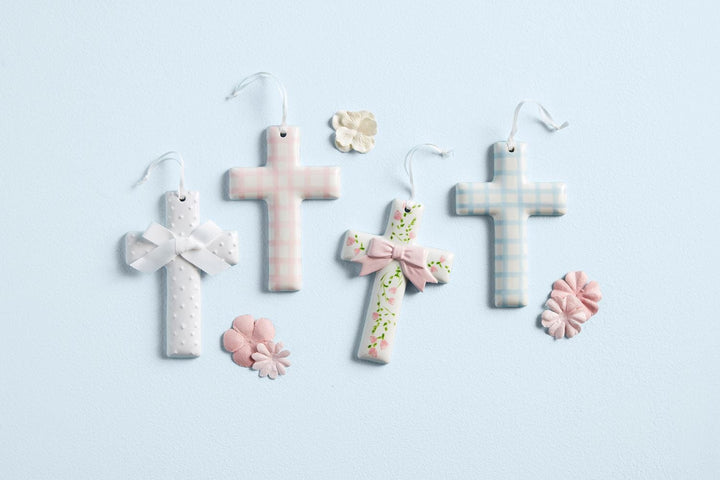Hand-Painted Ceramic Cross Inspirational Decor MudPie 