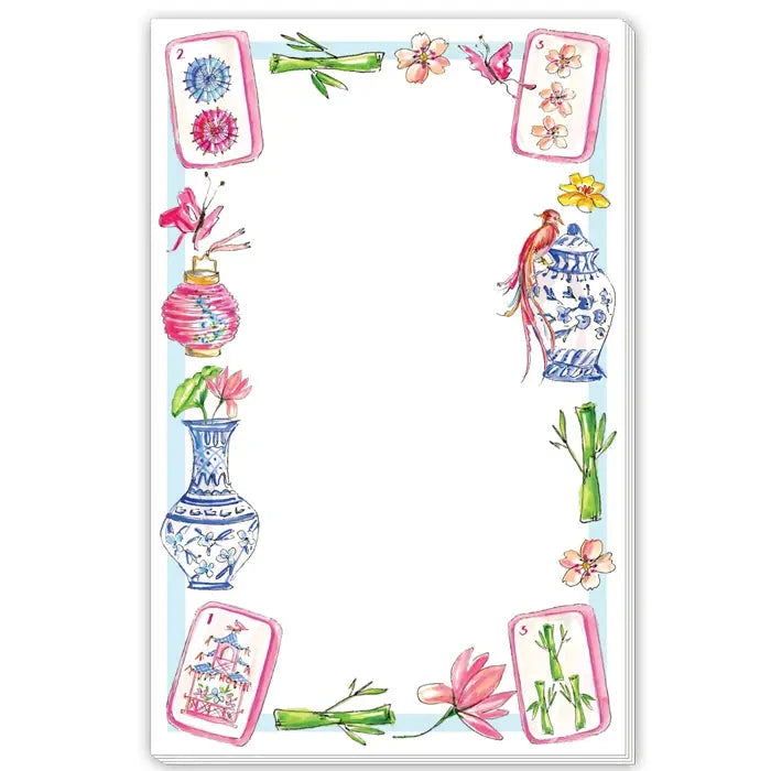 Hand Painted Mahjong Icons Border Large Notepad Notebooks & Notepads Rosanne Beck 