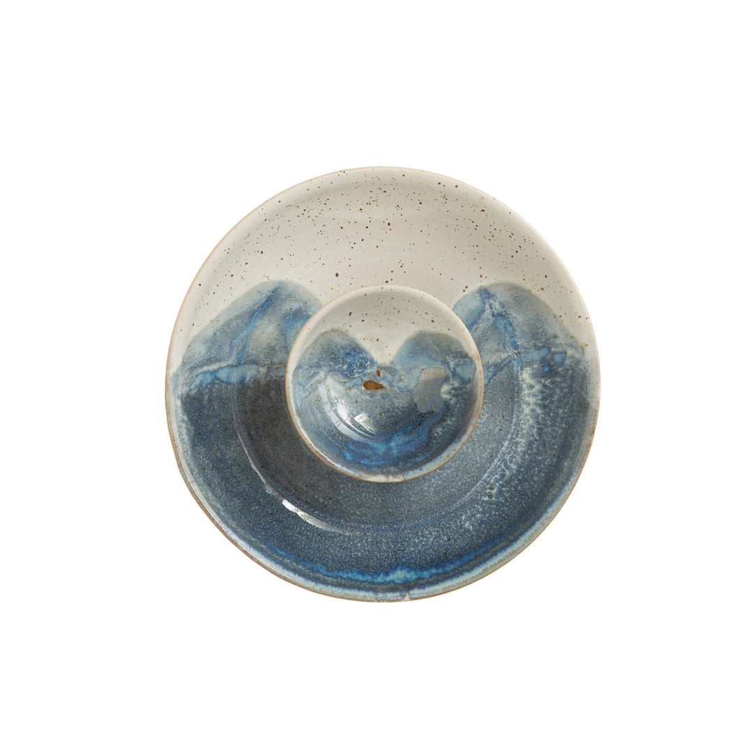 Hand-Painted Stoneware Chip and Dip Serving Piece Creative Co-Op - Bloomingville 