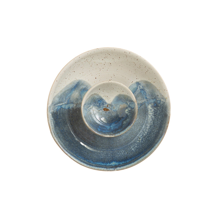 Hand-Painted Stoneware Chip and Dip Serving Piece Creative Co-Op - Bloomingville 
