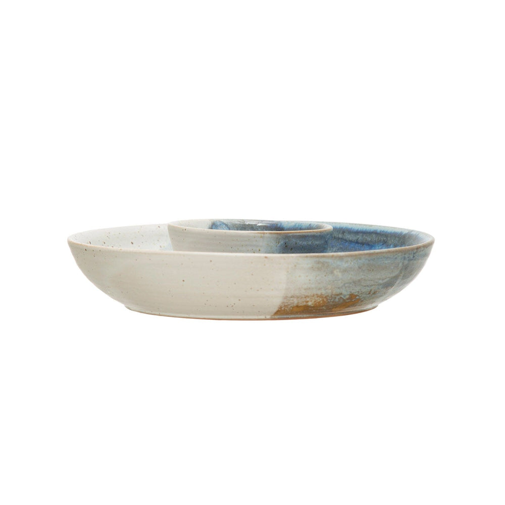Hand-Painted Stoneware Chip and Dip Serving Piece Creative Co-Op - Bloomingville 