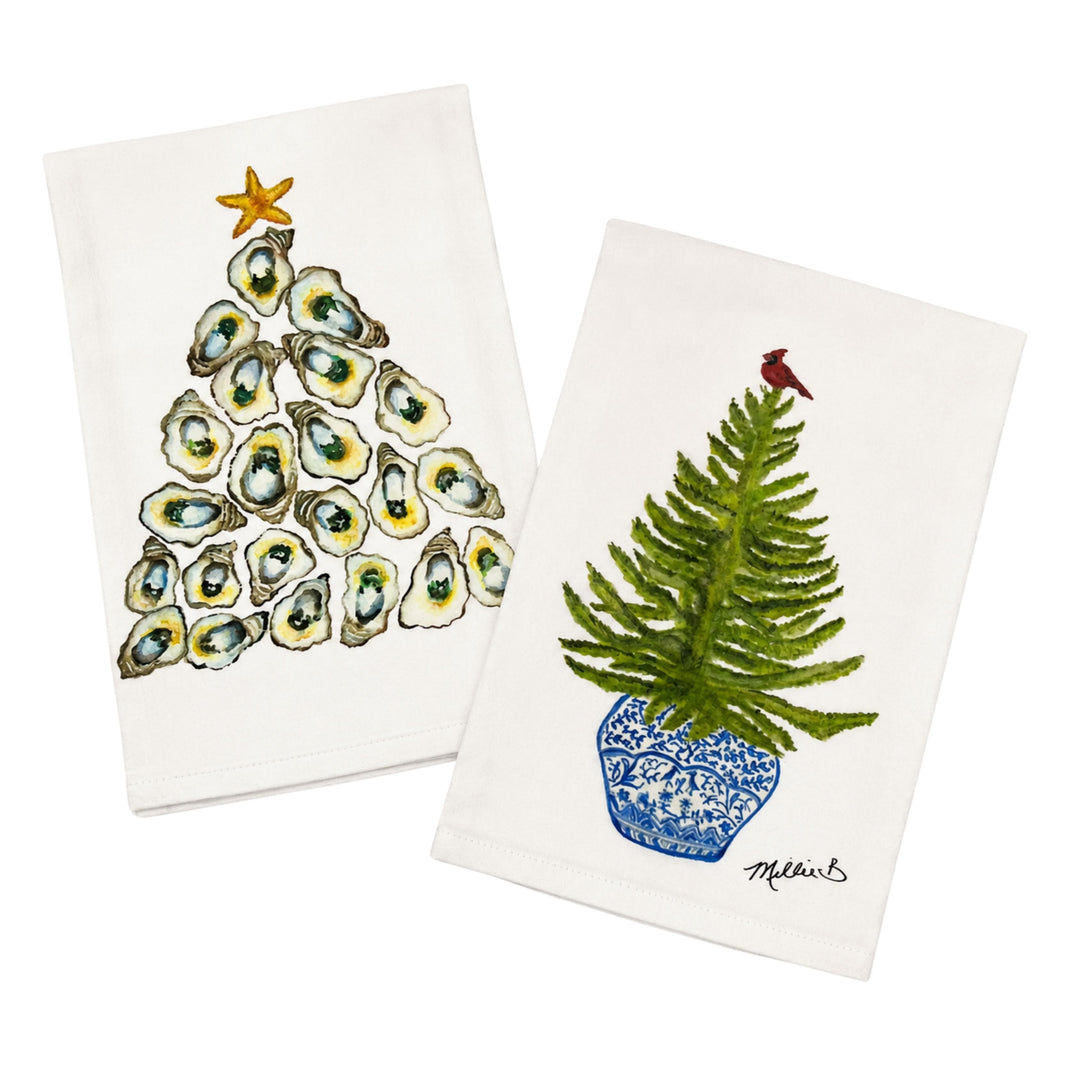 Hand Printed Guest Towel - Christmas Guest Towels Low Country Linens 