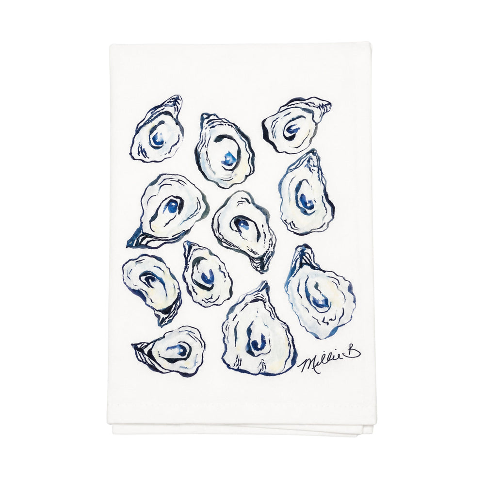 Hand Printed Guest Towel Kitchen Towel Low Country Linens Oyster Life 