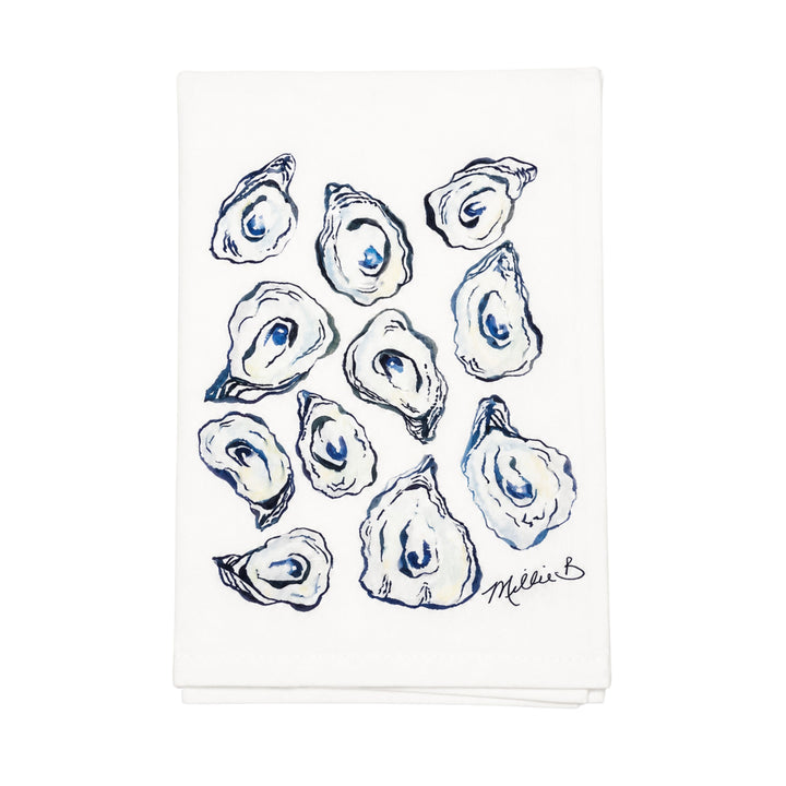 Hand Printed Guest Towel Kitchen Towel Low Country Linens Oyster Life 