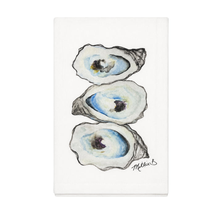 Hand Printed Guest Towel Kitchen Towel Low Country Linens Watercolor Oyster 