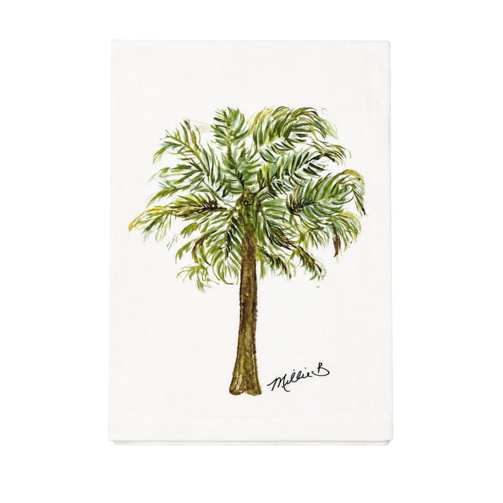 Hand Printed Guest Towel Kitchen Towel Low Country Linens Watercolor Palm Tree 