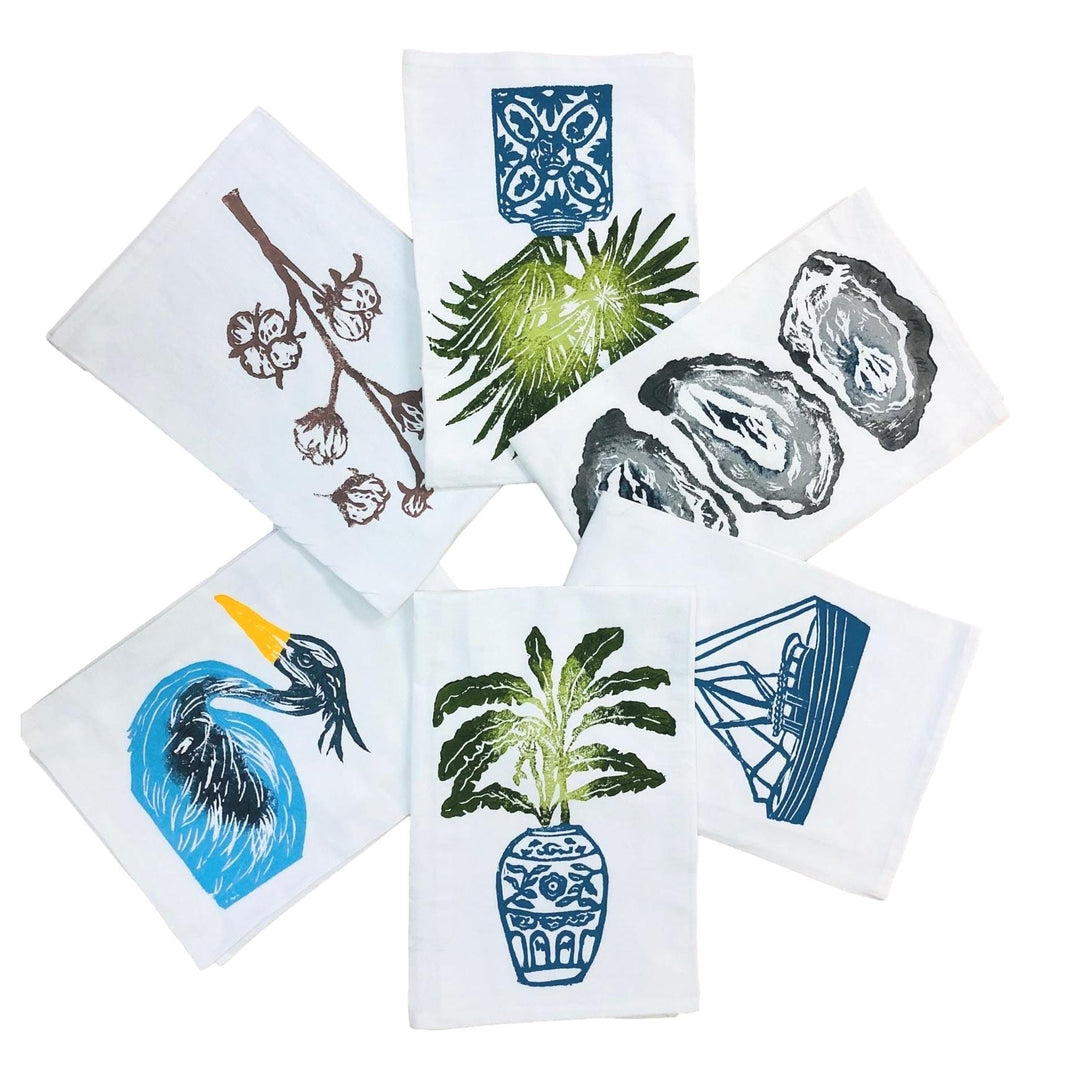 Hand Printed Kitchen Flour Sack Towels Kitchen Towel Low Country Linens 