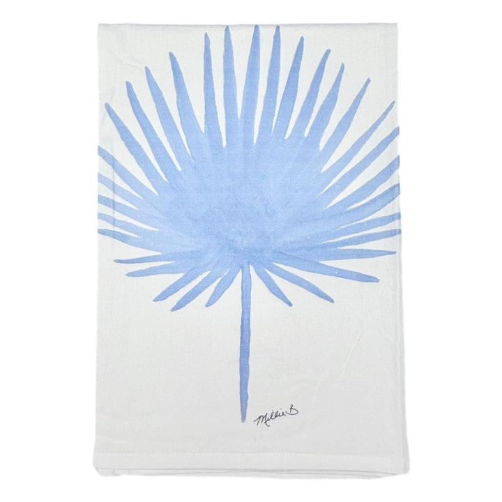 Hand Printed Kitchen Flour Sack Towels Kitchen Towel Low Country Linens Blue Frond 