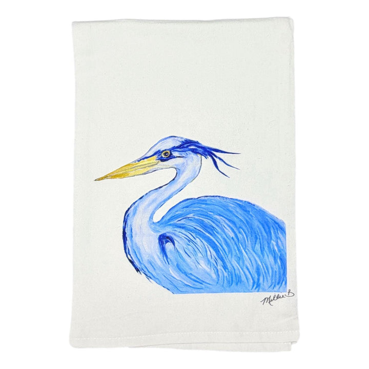 Hand Printed Kitchen Flour Sack Towels Kitchen Towel Low Country Linens Blue Heron 