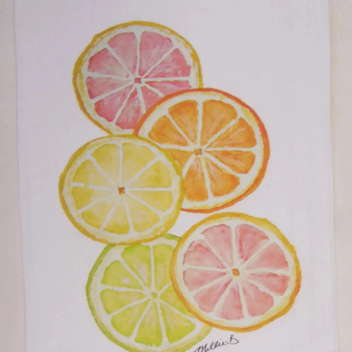 Hand Printed Kitchen Flour Sack Towels Kitchen Towel Low Country Linens Citrus 