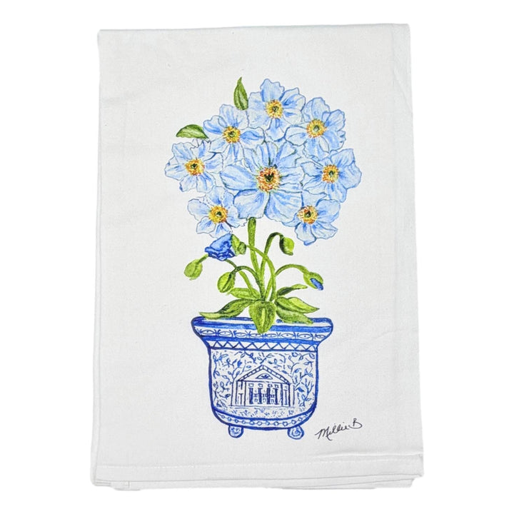 Hand Printed Kitchen Flour Sack Towels Kitchen Towel Low Country Linens Cloud Poppy 