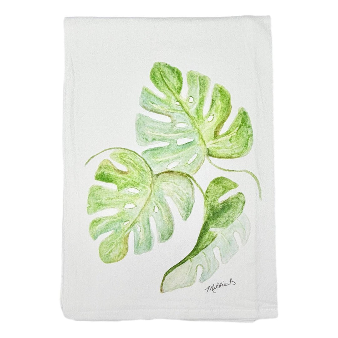 Hand Printed Kitchen Flour Sack Towels Kitchen Towel Low Country Linens Monstera 