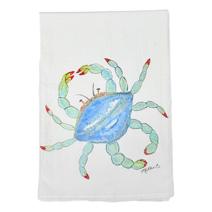 Hand Printed Kitchen Flour Sack Towels Kitchen Towel Low Country Linens Watercolor Crab 