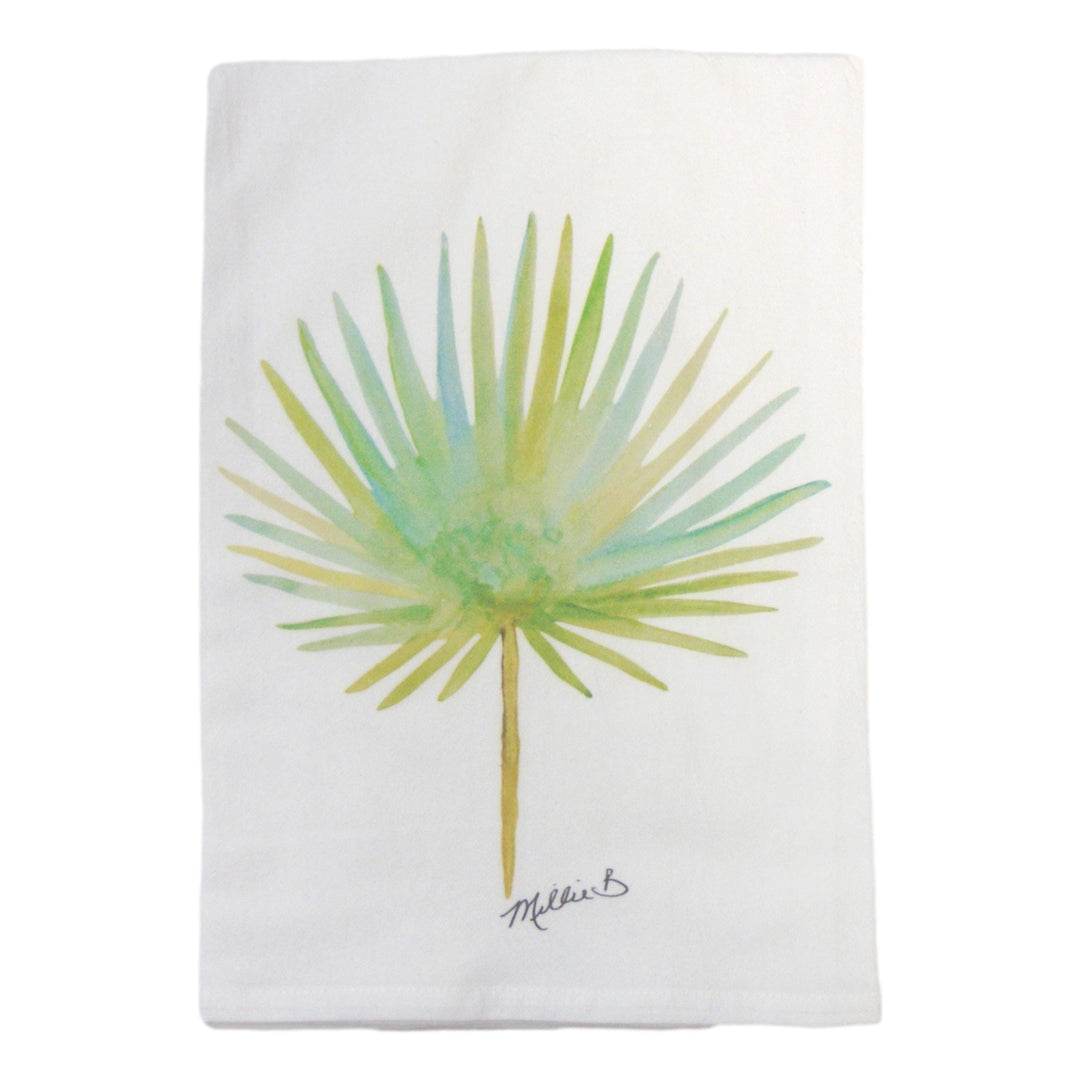 Hand Printed Kitchen Flour Sack Towels Kitchen Towel Low Country Linens Watercolor Palm Frond 