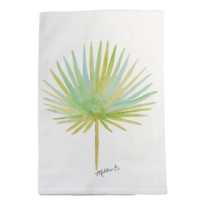 Hand Printed Kitchen Flour Sack Towels Kitchen Towel Low Country Linens Watercolor Palm Frond 