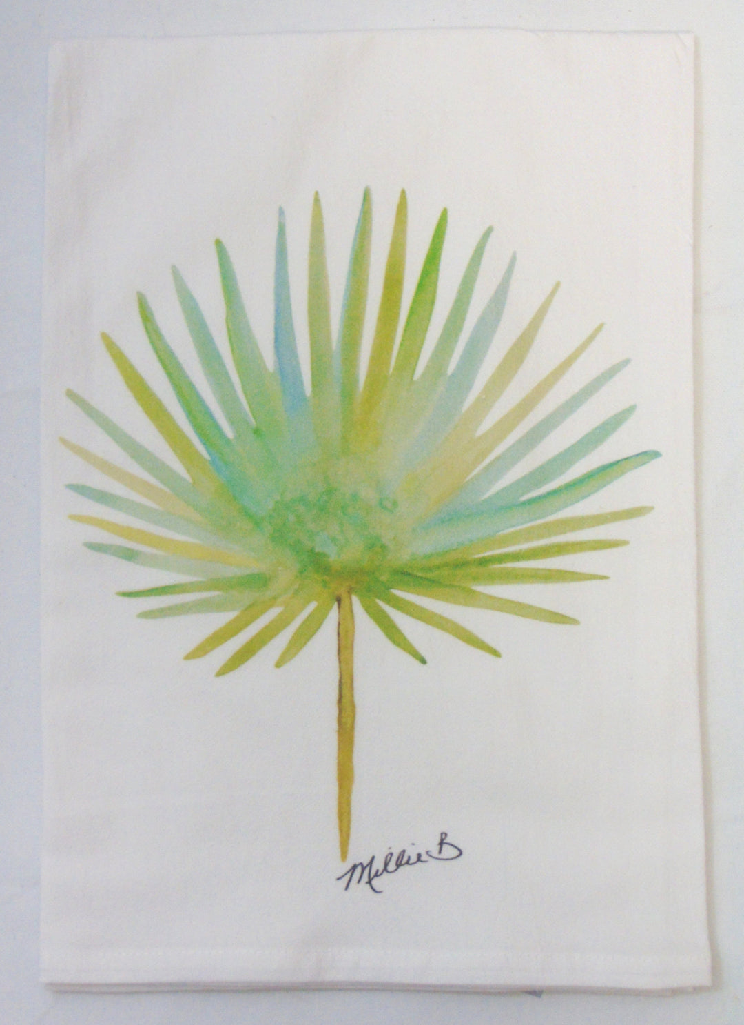 Hand Printed Kitchen Flour Sack Towels Kitchen Towel Low Country Linens Watercolor Palm Frond 