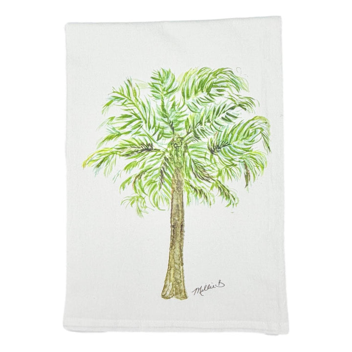 Hand Printed Kitchen Flour Sack Towels Kitchen Towel Low Country Linens Watercolor Palm Tree 