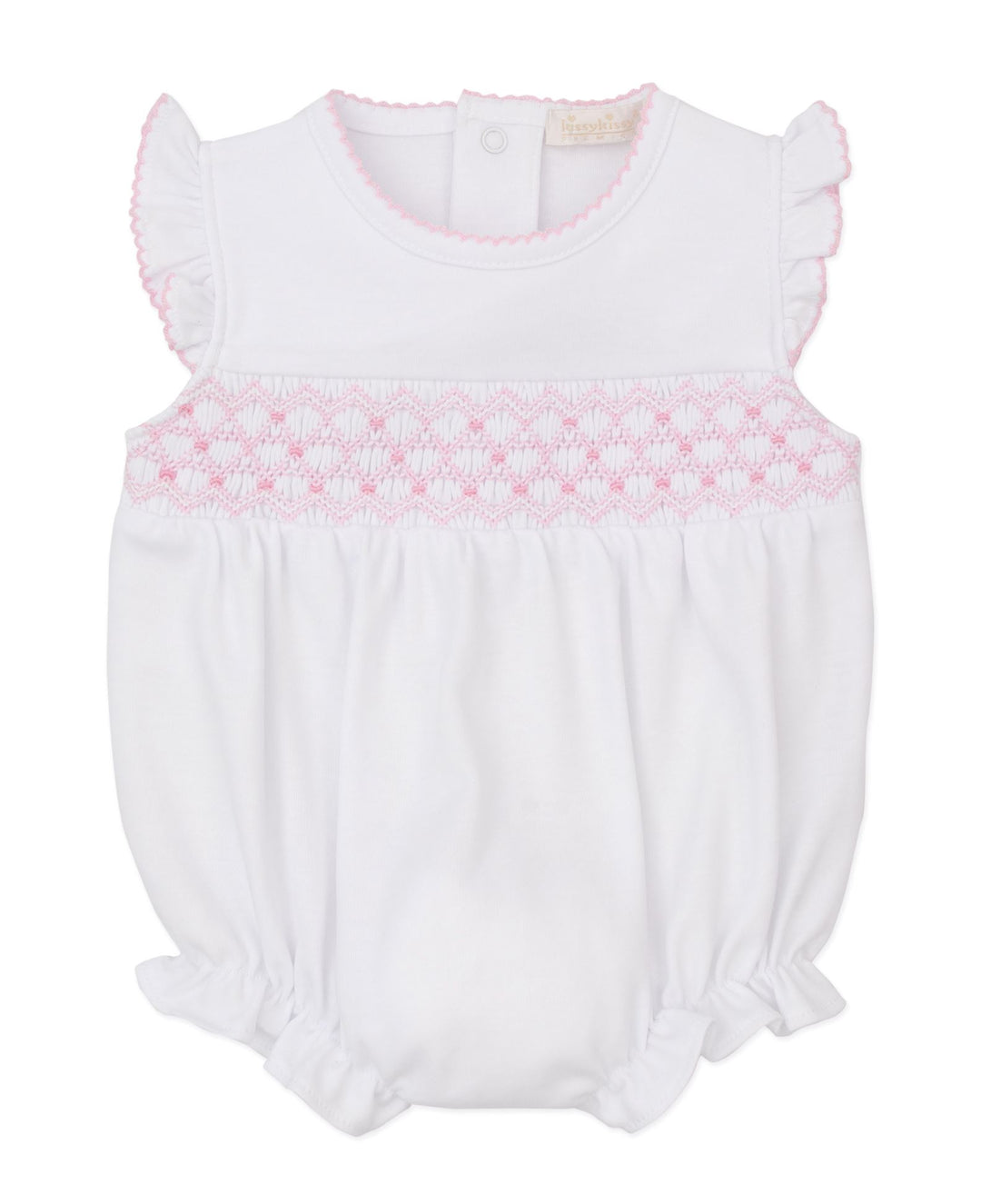 Hand Smocked Bubble - Pink & White Girl Bubble Kissy Kissy 
