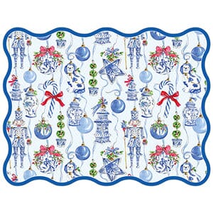 Handpainted Blue Chinoiserie Ornament Posh Die-Cut Placemat Placemats Rosanne Beck 