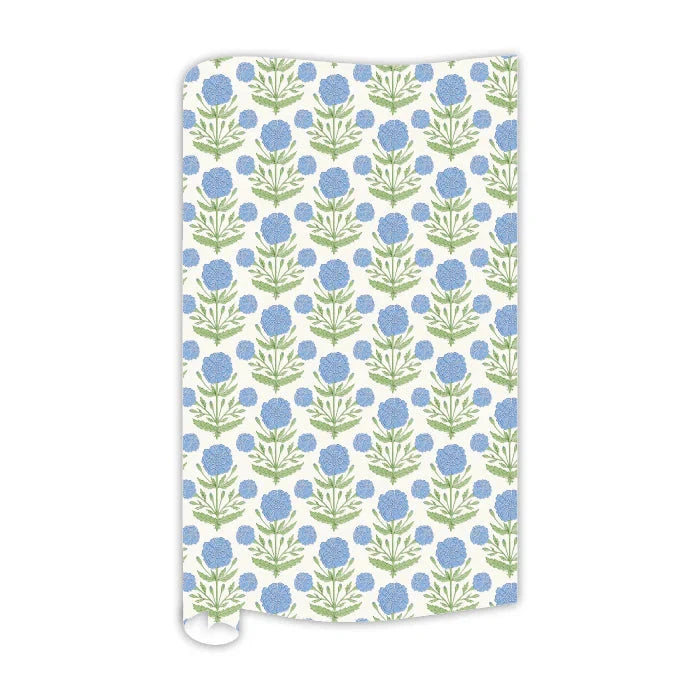 Handpainted Blue/Green Marigold Wrapping Paper Wrapping Paper Rosanne Beck 