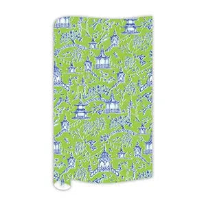 Handpainted Blue/Green Pagoda Pattern Wrapping Paper Wrapping Paper Rosanne Beck 
