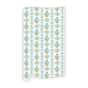 Handpainted Blue/Orange Flower Block Print Wrapping Paper Wrapping Paper Rosanne Beck 