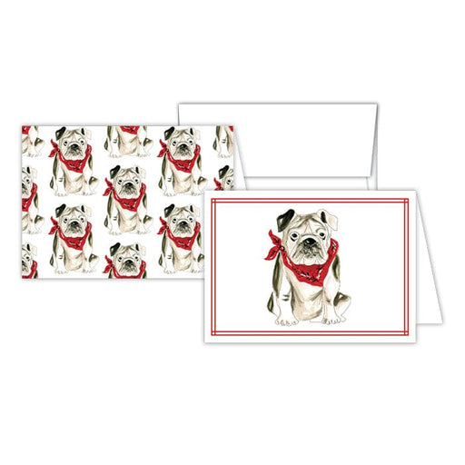 Handpainted Bulldog with Bandana Note Cards Notecards Rosanne Beck 