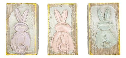Handpainted Bunny Block - Rectangle Home Decor Art by Susan 