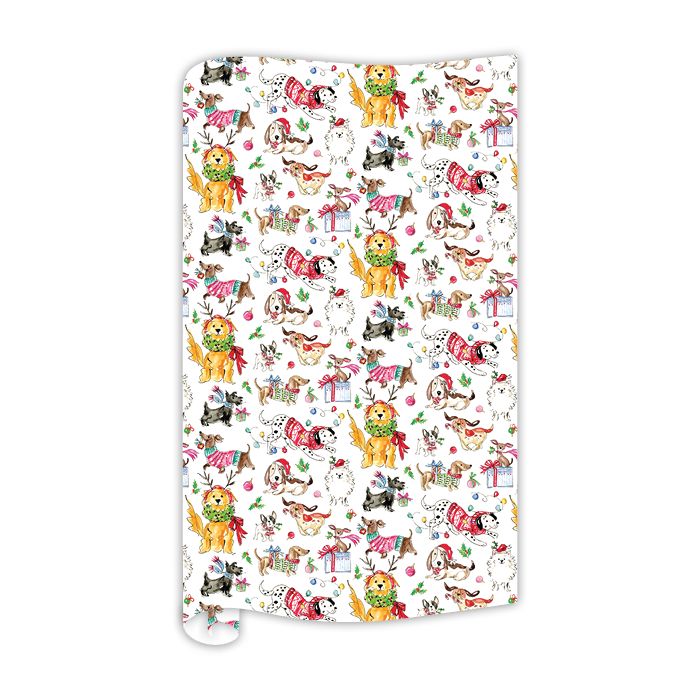 Handpainted Christmas Canines Wrapping Paper Wrapping Paper Rosanne Beck 