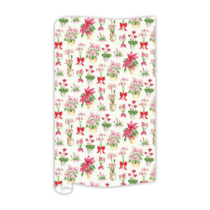 Handpainted Christmas Poinsettia and Amaryllis Wrapping Paper Wrapping Paper Rosanne Beck 
